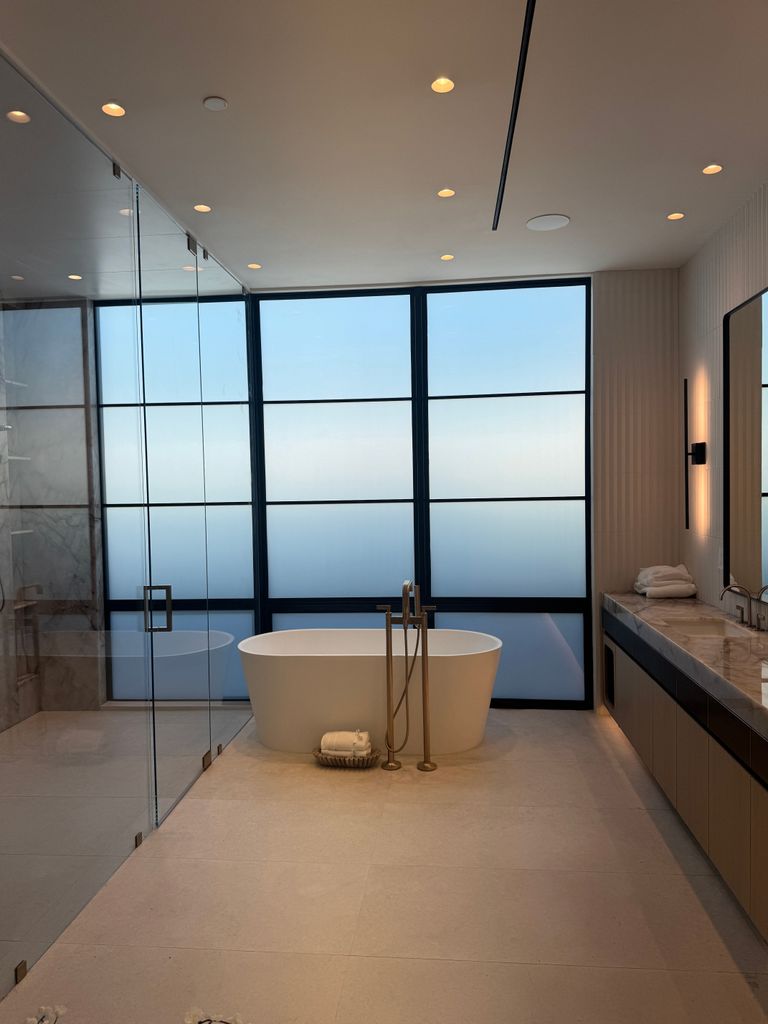 The same Newport Beach bathroom window frosted for privacy