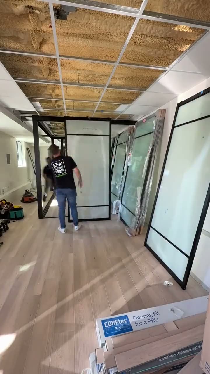 Glass Room Divider Install — Santa Barbara