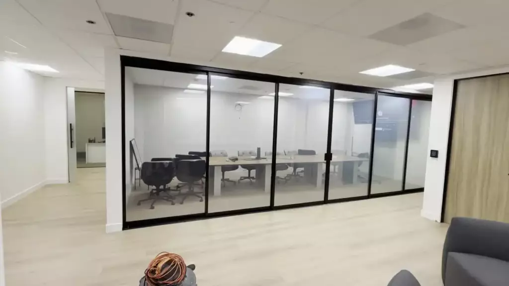 Sliding smart glass doors in conference room Thousand Oaks CA