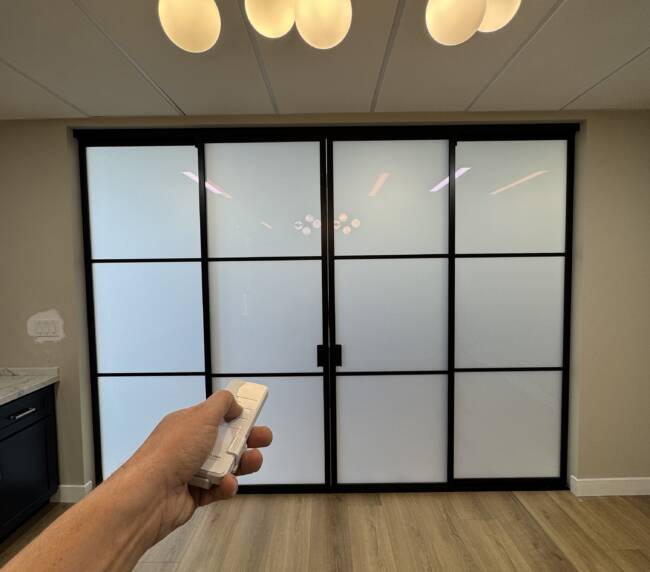 Sliding smart glass door installed in Pasadena home