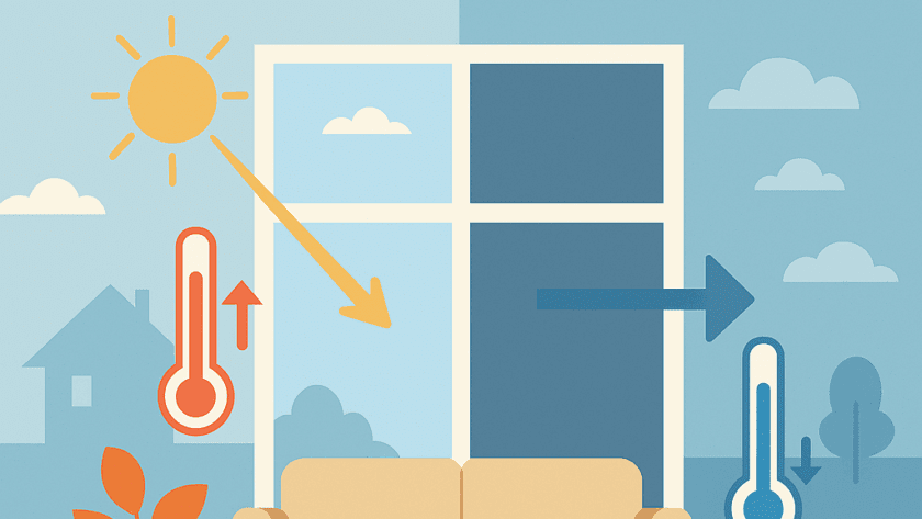 Smart film reduces energy bills — switchable PDLC smart film on west-facing residential glazing reducing solar gain and cooling load