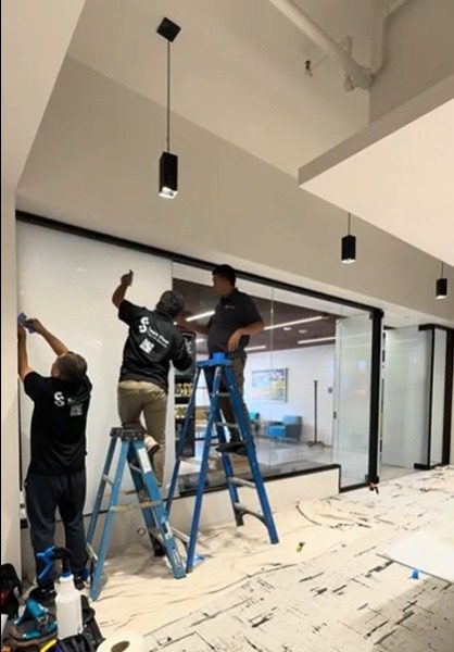 Smart glass installation in Calabasas office