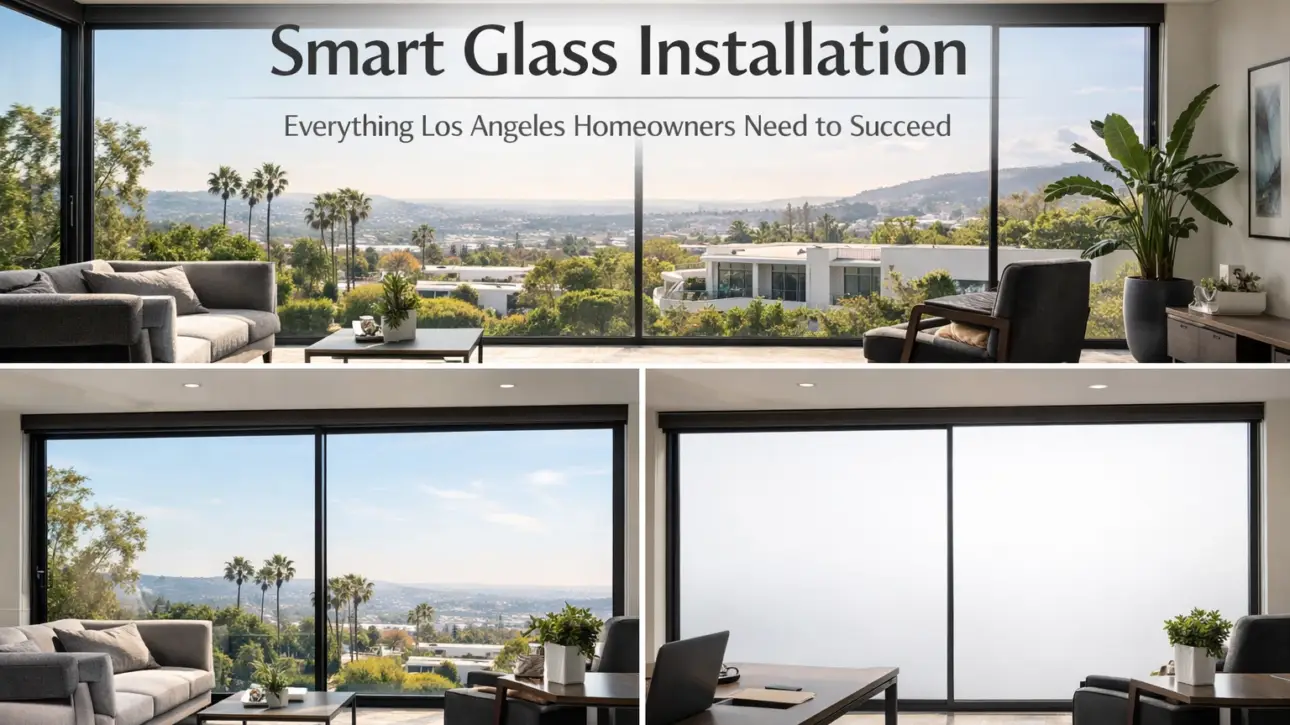 Smart glass FAQ for LA homeowners — switchable smart film install on a Los Angeles residential French door