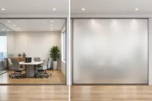 Switchable film troubleshooting — switchable smart film retrofit preparation showing proper glass-prep before application