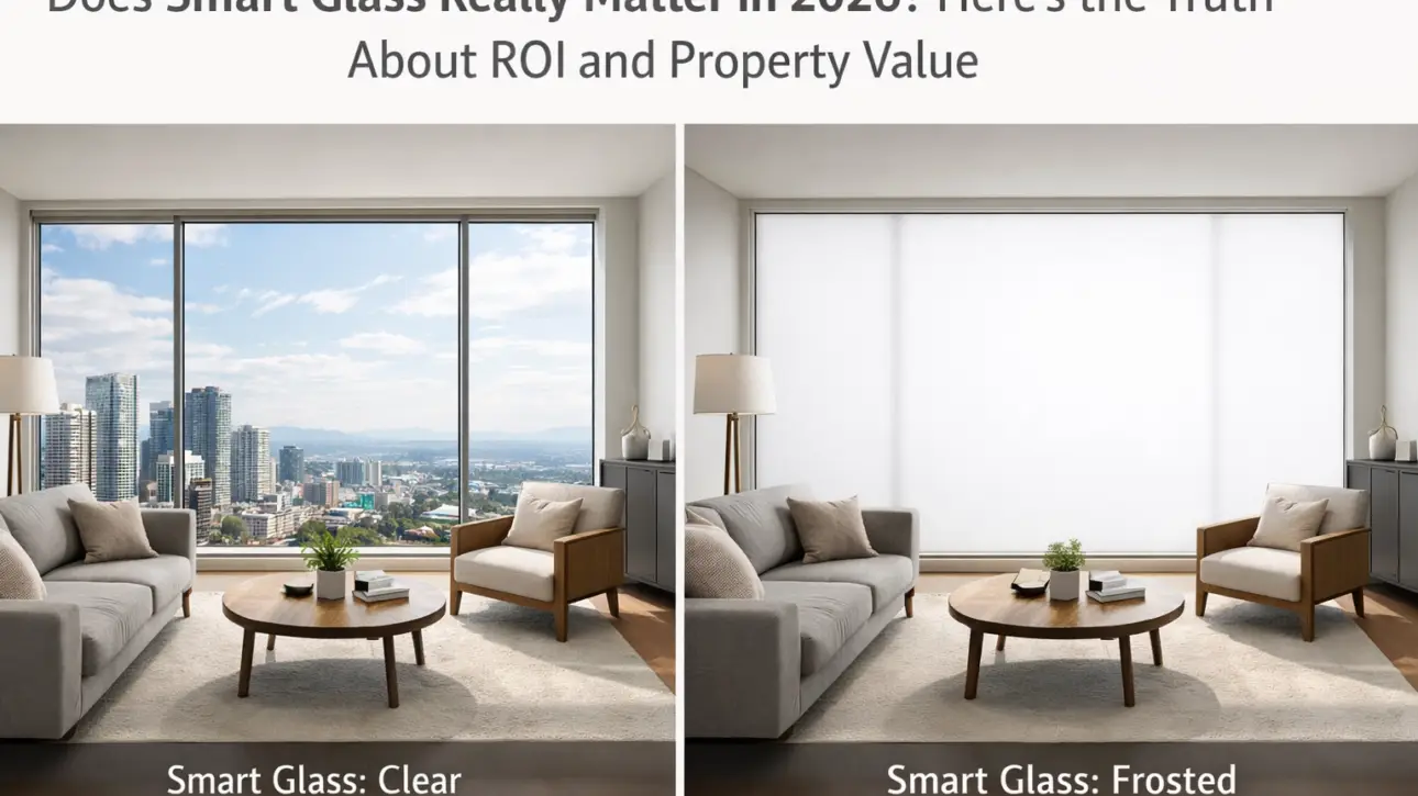 Smart glass ROI for 2026 — modern LA office partition with switchable smart film glass walls demonstrating Class A commercial spec that supports lease-up and tenant retention