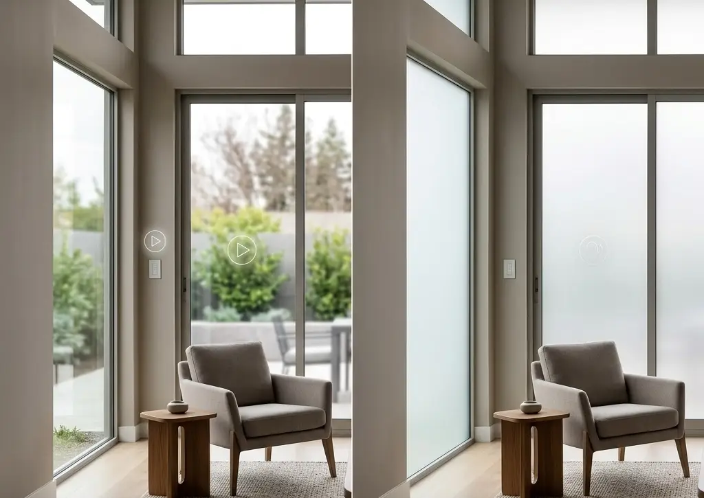 Smart glass automation mistakes addressed — switchable PDLC smart film integrated with Lutron smart-home controls in a Beverly Hills home