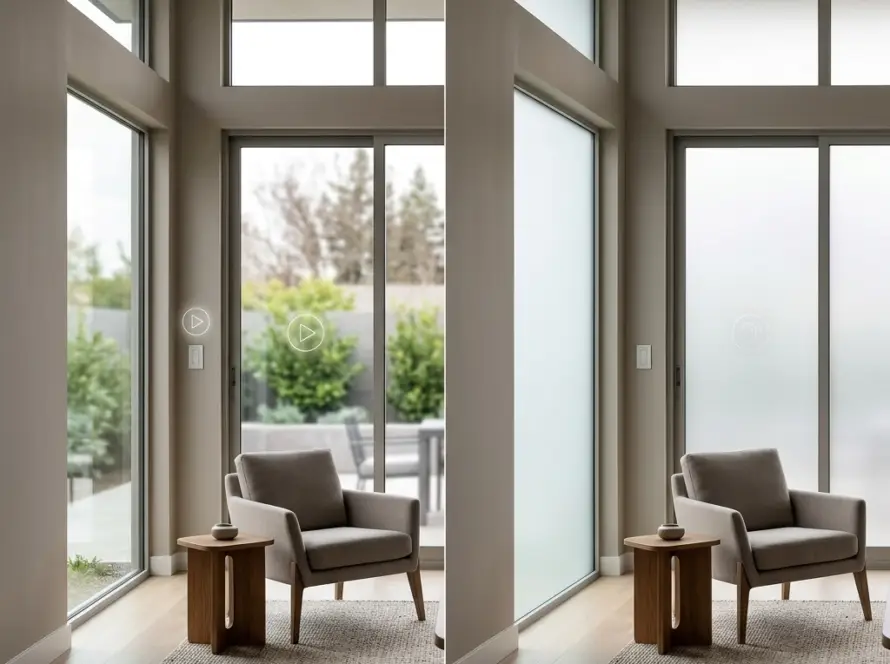 Smart glass automation mistakes addressed — switchable PDLC smart film integrated with Lutron smart-home controls in a Beverly Hills home