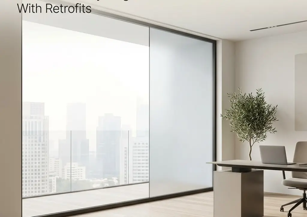 Smart film for existing windows — switchable film retrofit install on a residential window